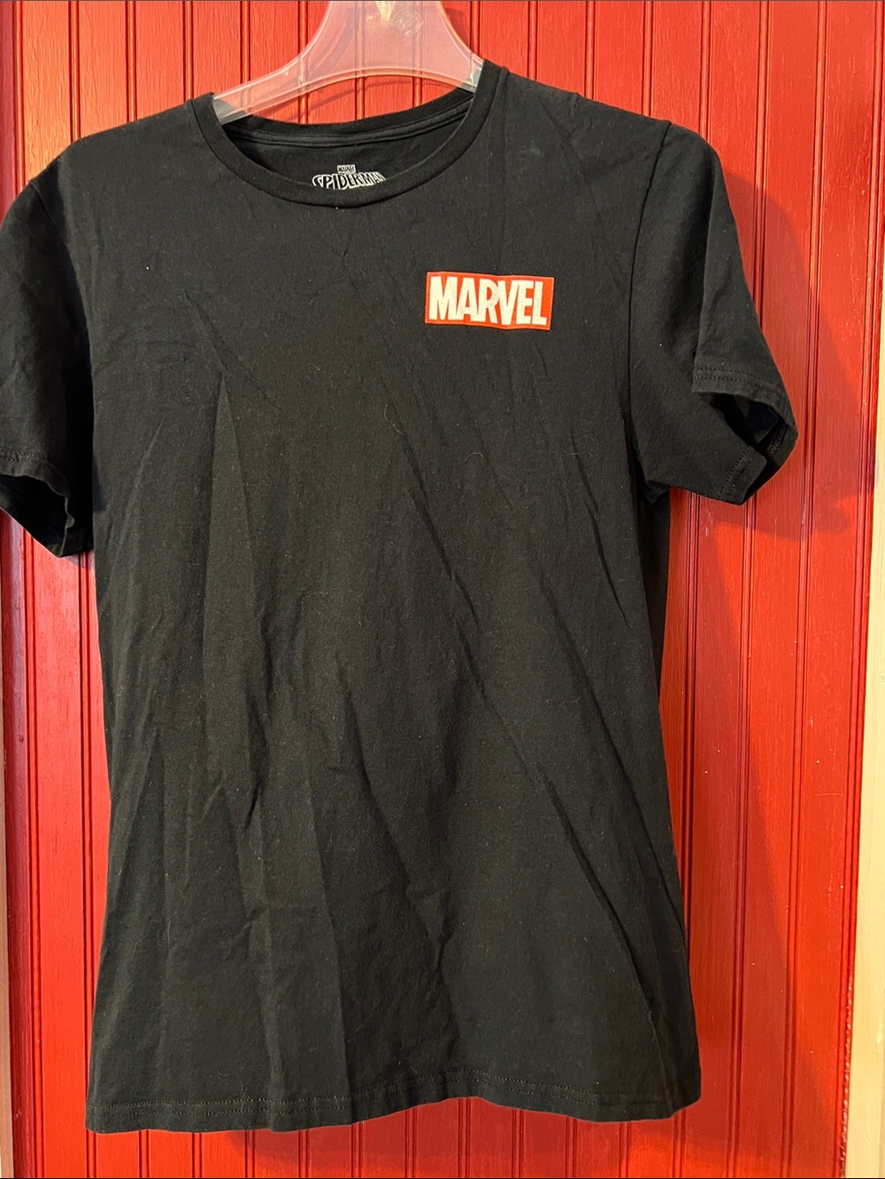 Marvel Black Tee with Red & White Logo Spiderman M - Picture 2 of 6